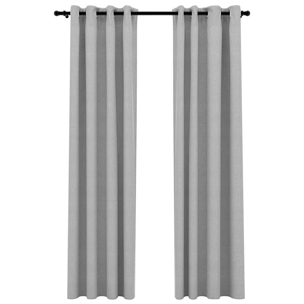 Cortinas Vidaxl Lino Mire los ojos condenatorios 2 ST 140X225 CM GRIS