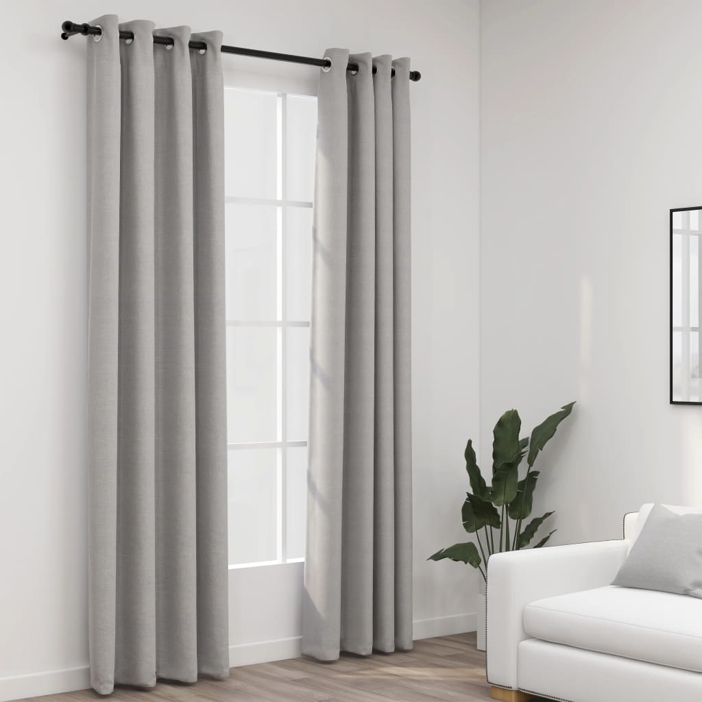 Cortinas Vidaxl Lino Mire los ojos condenatorios 2 ST 140X225 CM GRIS