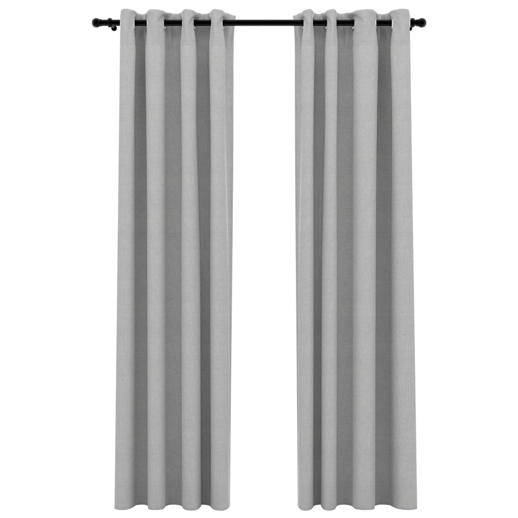 VidaXL Curtains Linen Look Damning Eyes 2 st 140x245 cm Gray