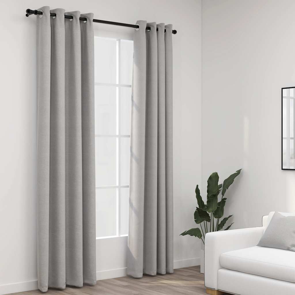 VidaXL Curtains Linen Look Damning Eyes 2 st 140x245 cm Gray