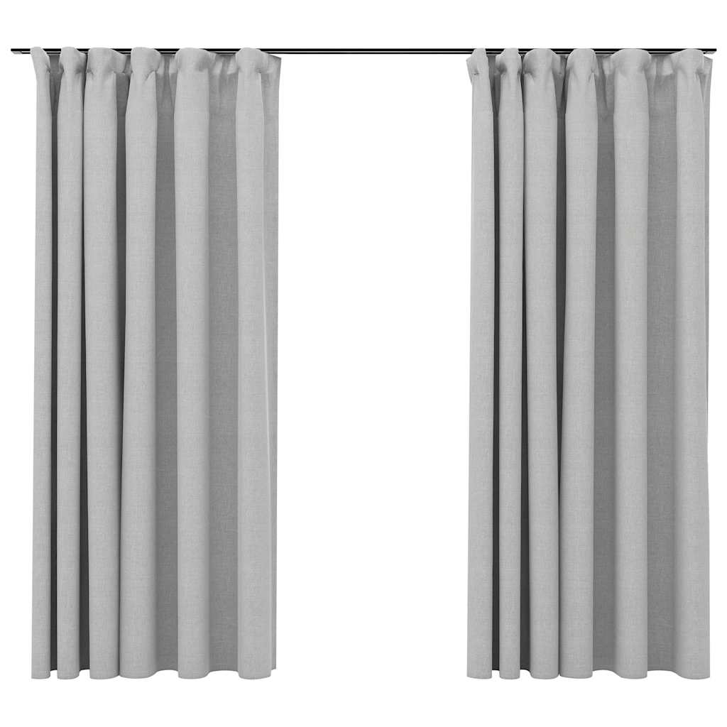 Cortinas de Vidaxl Lino Look Belwout Hooks 2 St 140x175 CM Gray