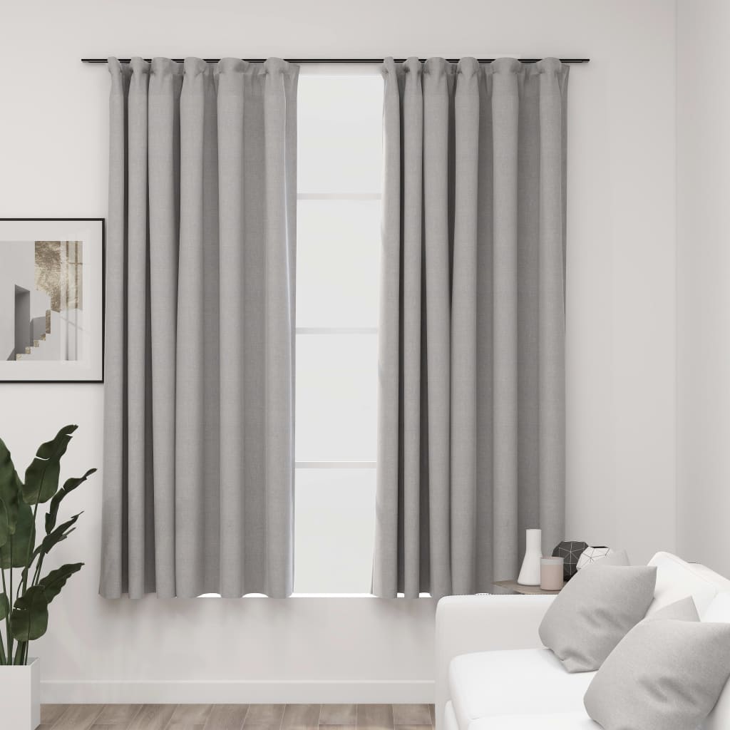 Tende vidaxl lino look ganci blackout 2 st 140x175 cm grigio