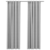 Vidaxl curtains linen look blackout hooks 2 st 140x225 cm gray