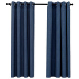 Cortinas Vidaxl Lino Mire los ojos condenatorios 2 ST 140X175 CM AZUL