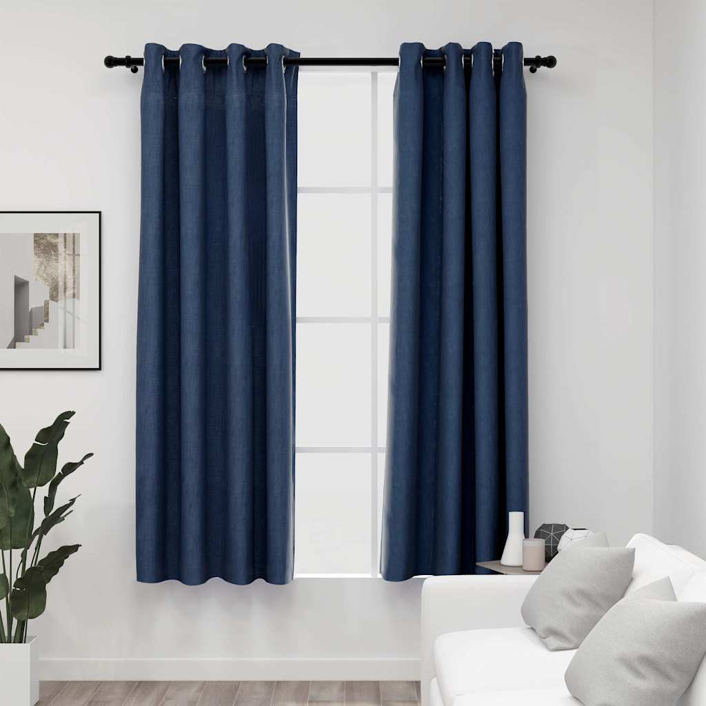 Vidaxl Curtains Linen vypadat zatraceně oči 2 st 140x175 cm modrá