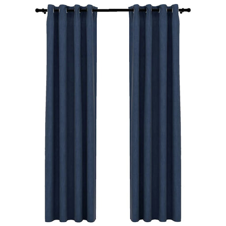 Vidaxl rideaux lin looks accablants 2 st 140x225 cm bleu