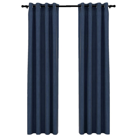 Vidaxl rideaux lin look accablant les yeux 2 st 140x245 cm bleu
