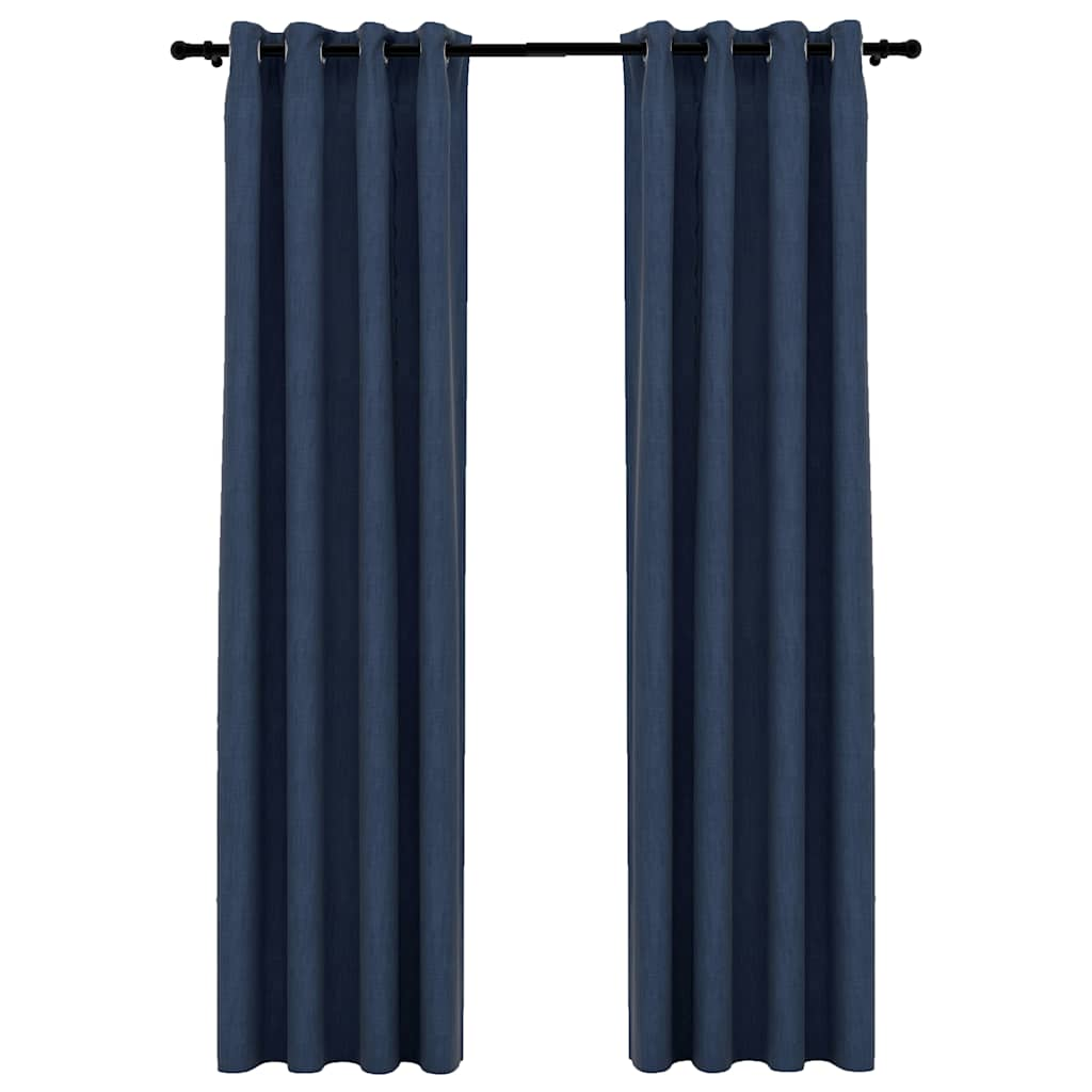 VidaXL Curtains Linen Look Damning Eyes 2 st 140x245 cm Blue