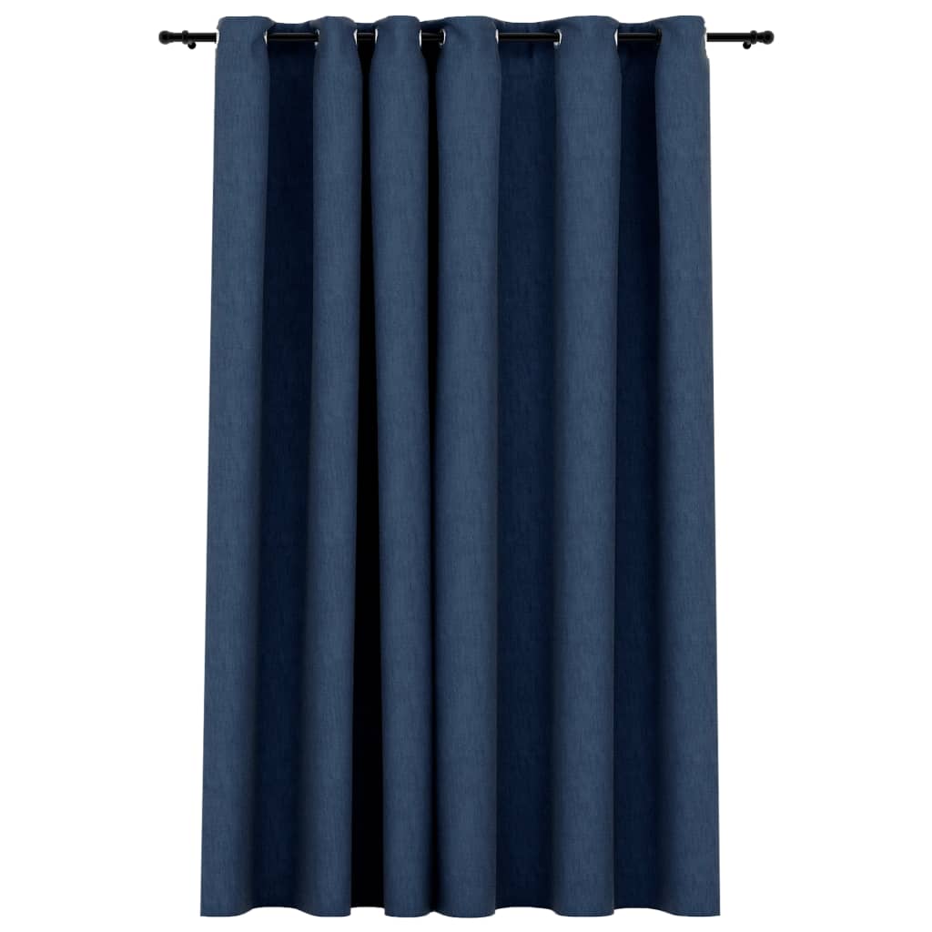 VidaXL Curtain Linen Look Damning With Eyes 290x245 cm Blue