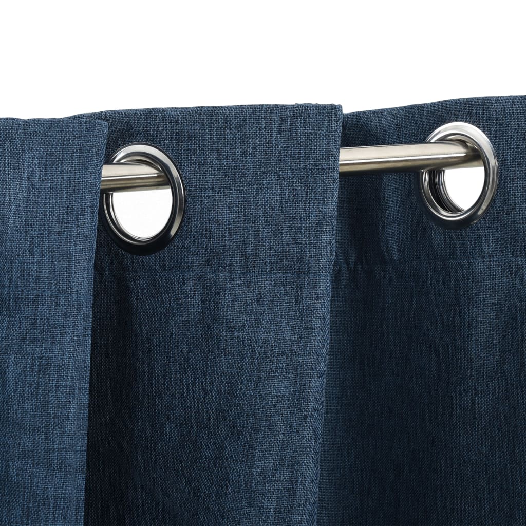 VidaXL Curtain Linen Look Damning With Eyes 290x245 cm Blue