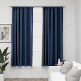 VidaXL Curtains Linen Look Damning hooks 2 st 140x175 cm blue