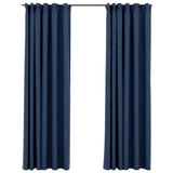 Cortinas Vidaxl Ganchos de apagón de aspecto de lino 2 ST 140x225 CM Azul