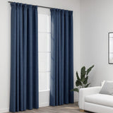 Cortinas Vidaxl Ganchos de apagón de aspecto de lino 2 ST 140x225 CM Azul