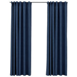 Vidaxl rideaux en lin Look Blackout Hooks 2 ST 140x245 cm bleu