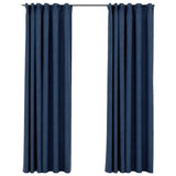 Vidaxl curtains linen look blackout hooks 2 st 140x245 cm blue