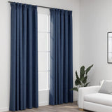 Vidaxl rideaux en lin Look Blackout Hooks 2 ST 140x245 cm bleu