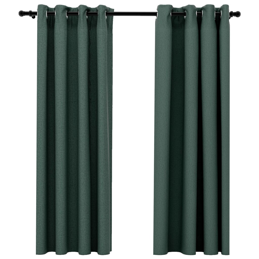 Tende vidaxl lino look occhi dannosi 2 st 140x175 cm verde