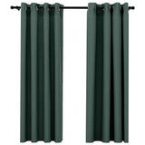 VidaXL Curtains Linen Look Damning Eyes 2 st 140x175 cm Green