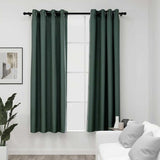 Cortinas Vidaxl Lino Mire los ojos condenatorios 2 ST 140x175 cm verde