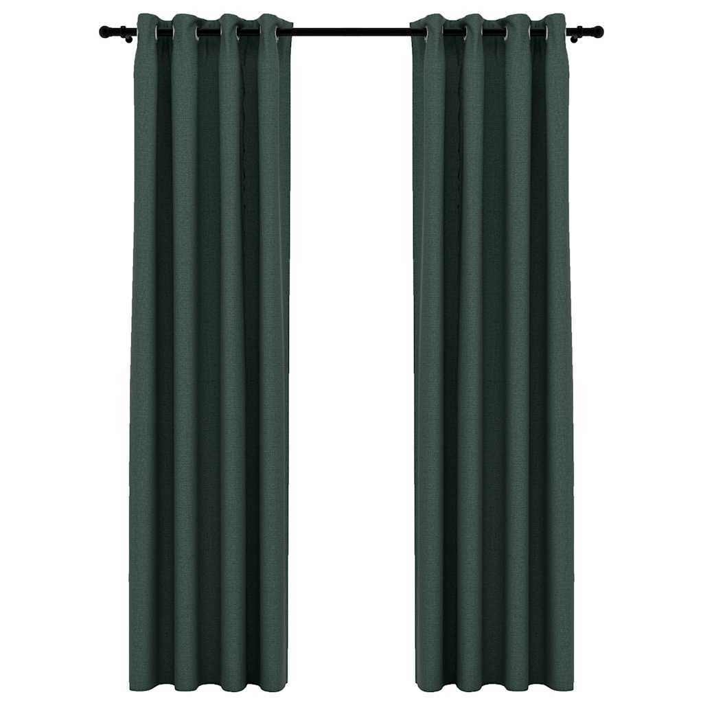 VidaXL Curtains Linen Look Damning Eyes 2 st 140x225 cm Green