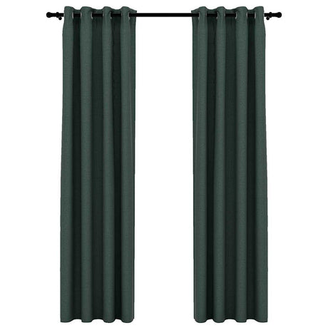 Vidaxl rideaux en lin look accablant les yeux 2 st 140x225 cm vert