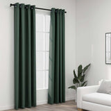 Vidaxl rideaux en lin look accablant les yeux 2 st 140x225 cm vert