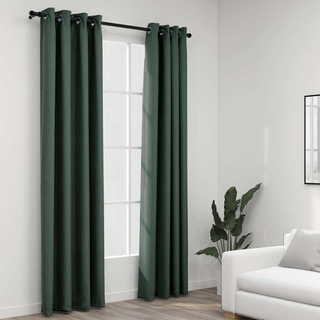 Vidaxl rideaux en lin look accablant les yeux 2 st 140x225 cm vert