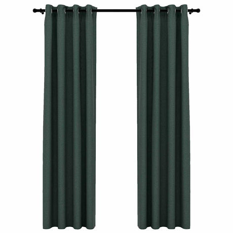 Vidaxl rideaux en lin look accablant les yeux 2 st 140x245 cm vert