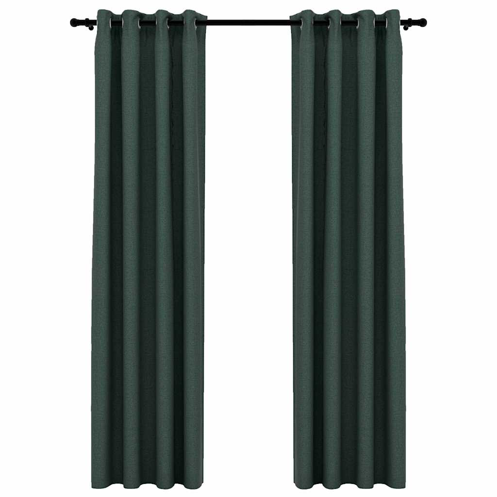 Cortinas Vidaxl Lino Mire los ojos condenatorios 2 ST 140x245 cm verde