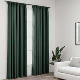 VidaXL Curtains Linen Look Damning hooks 2 st 140x225 cm green