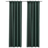 Vidaxl rideaux en lin Look Blackout Crochets 2 St 140x245 cm vert