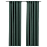 Vidaxl curtains linen look blackout hooks 2 st 140x245 cm green