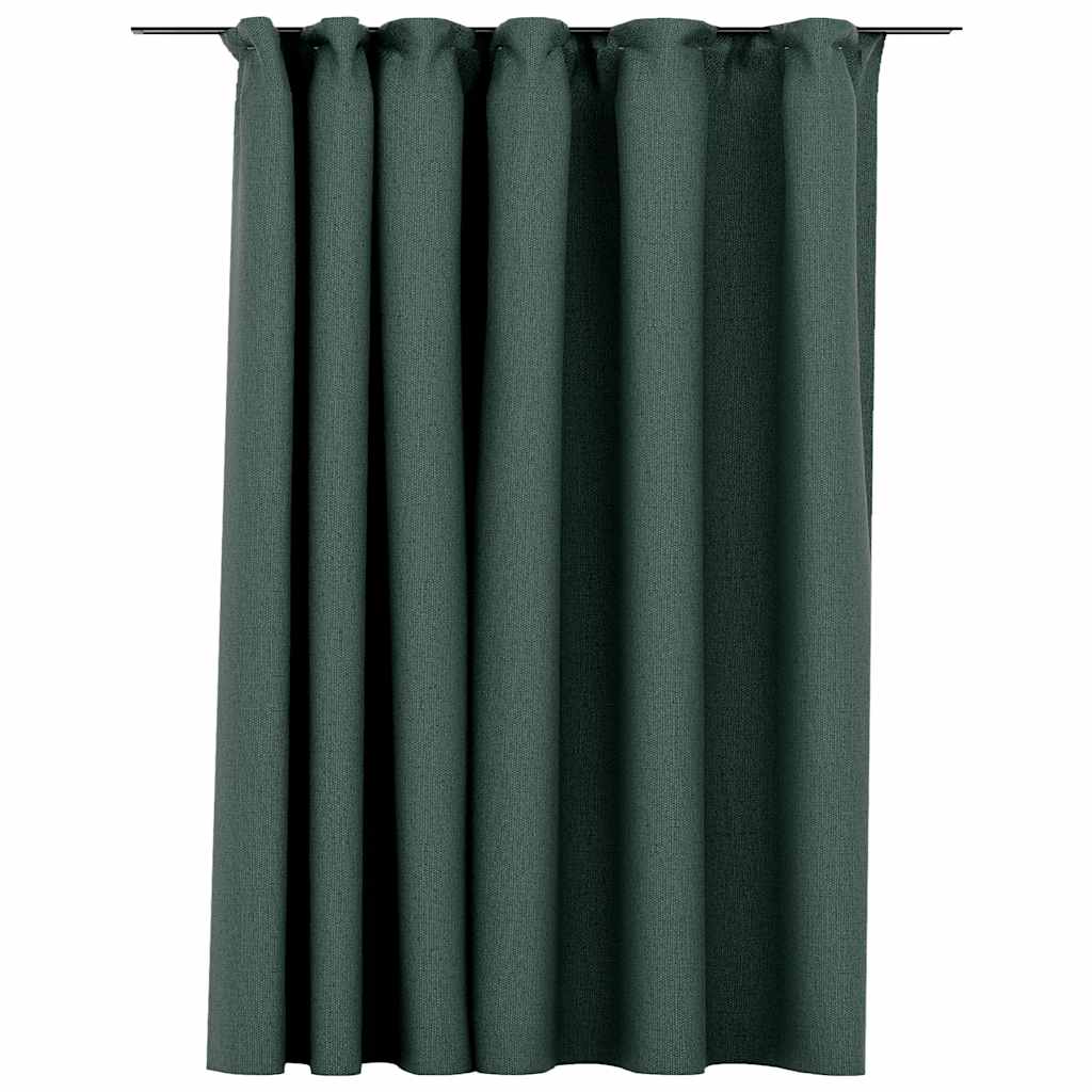 Vidaxl Curtain Linen Look Damning with hooks 290x245 cm green