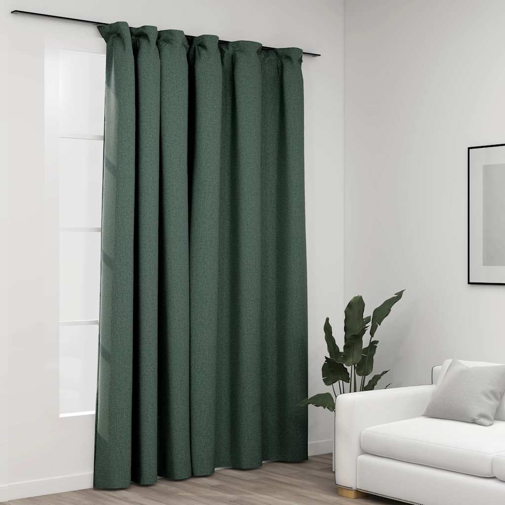 Vidaxl Curtain Linen Look Damning with hooks 290x245 cm green