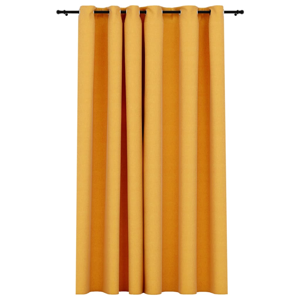 Vidaxl Curtain Linen Look Damning With Eyes 290x245 Cm Yellow