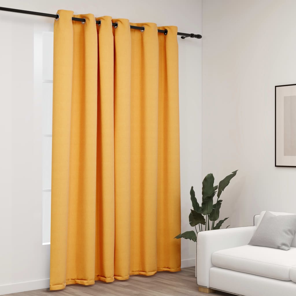 Vidaxl Cortina Lino Mira condenatoria con ojos 290x245 cm amarillo