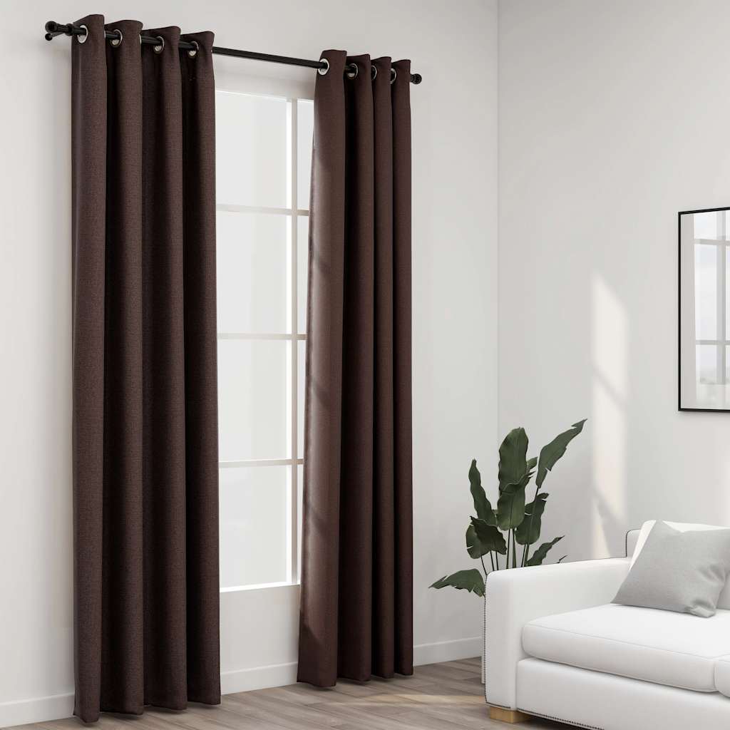 VidaXL Curtains Linen Look Damning Eyes 2 st 140x225 cm Taupe