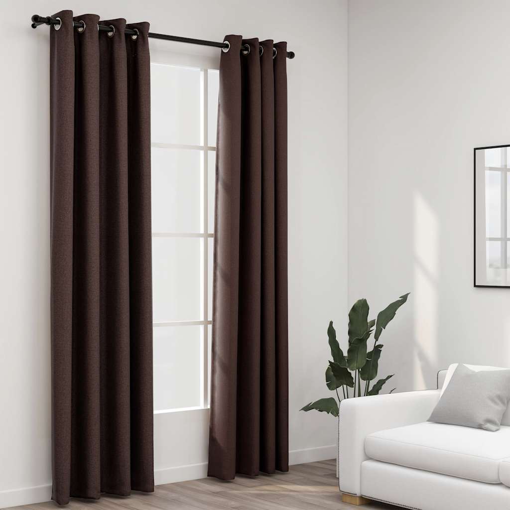 Vidaxl Curtains Linen vypadat zatraceně oči 2 st 140x245 cm taupe