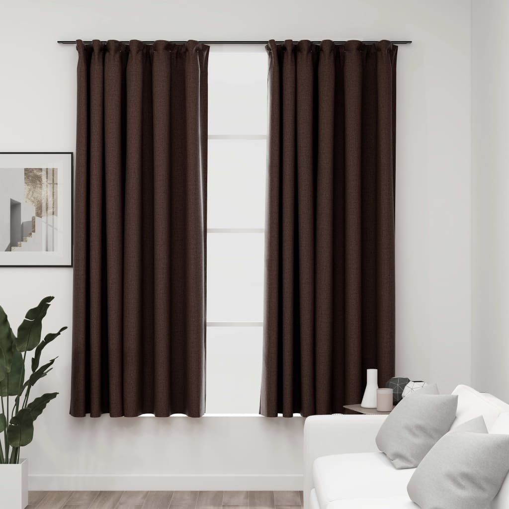 Vidaxl gardiner lin ser forbannende kroker 2. ST 140x175 cm taupe