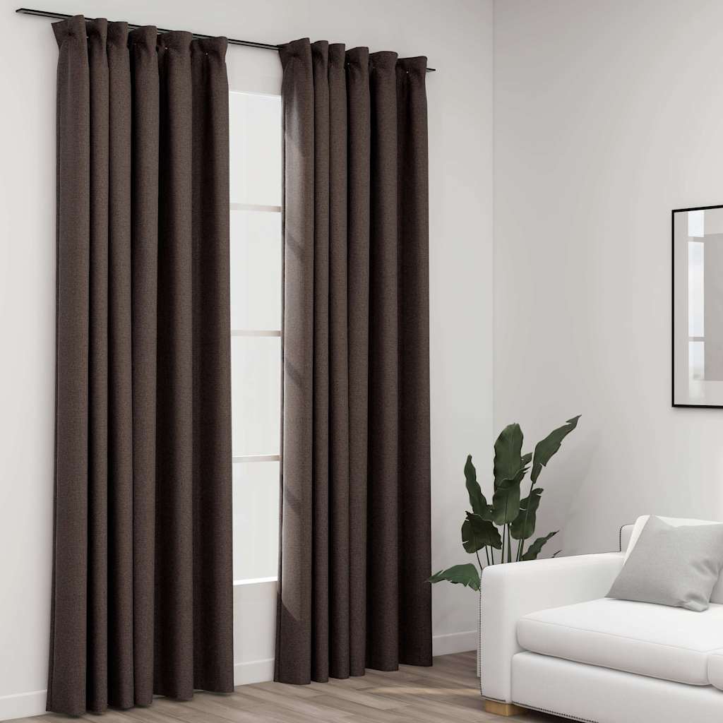 Tende vidaxl lino look ganci dannosi 2 st 140x245 cm taupe