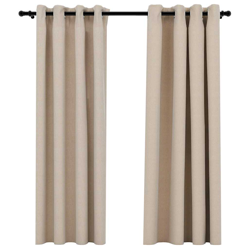 Vidaxl gardiner linne ser fördömande ögon 2 st 140x175 cm beige