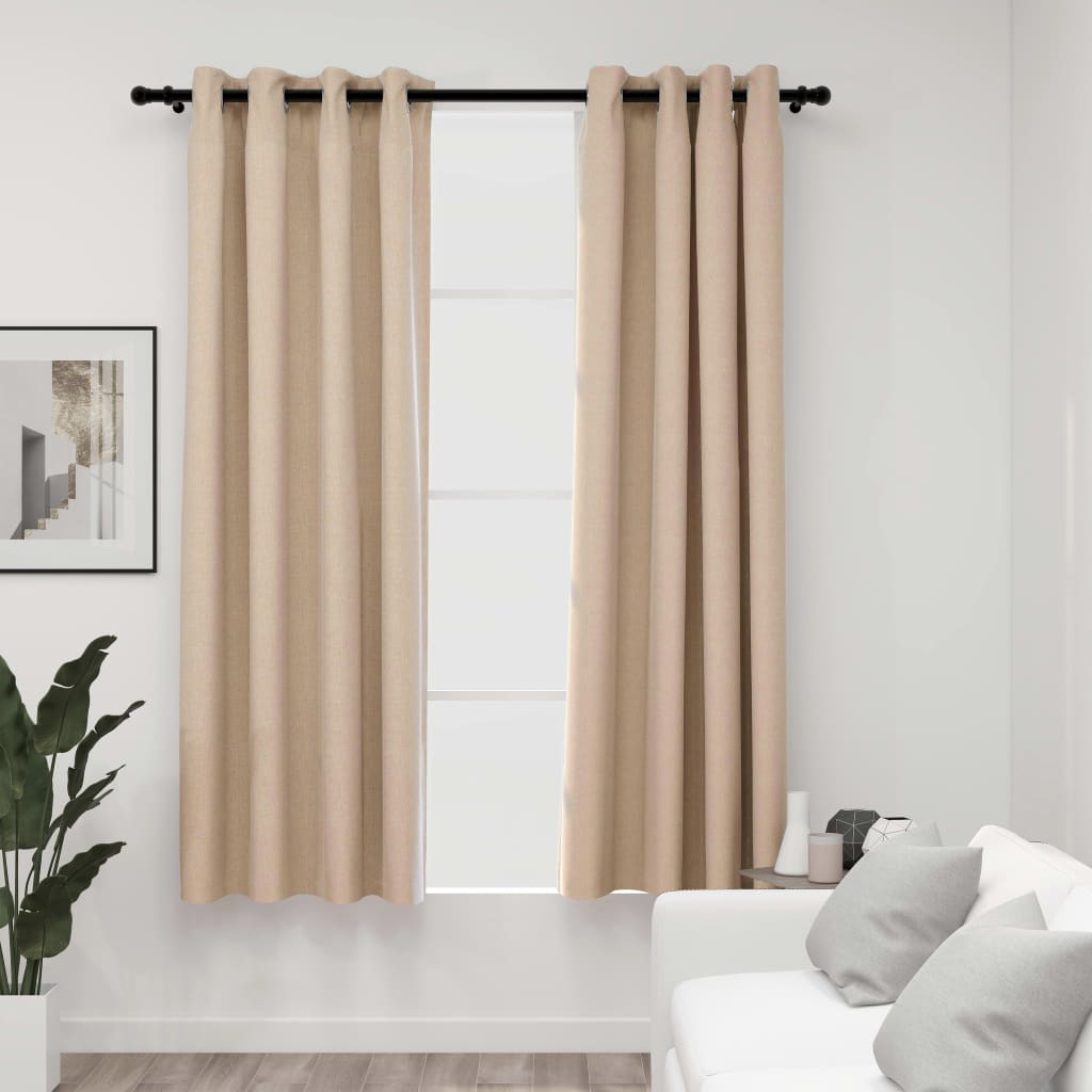 Cortinas Vidaxl Lino Mirando Ojos condenatorios 2 ST 140X175 CM BEIGE