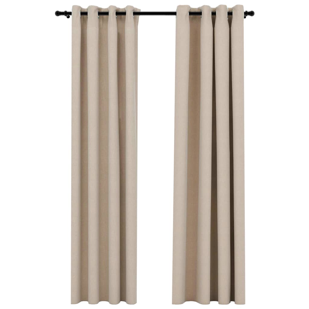 Vidaxl gordijnen linnen-look verduisterend ogen 2 st 140x245 cm beige