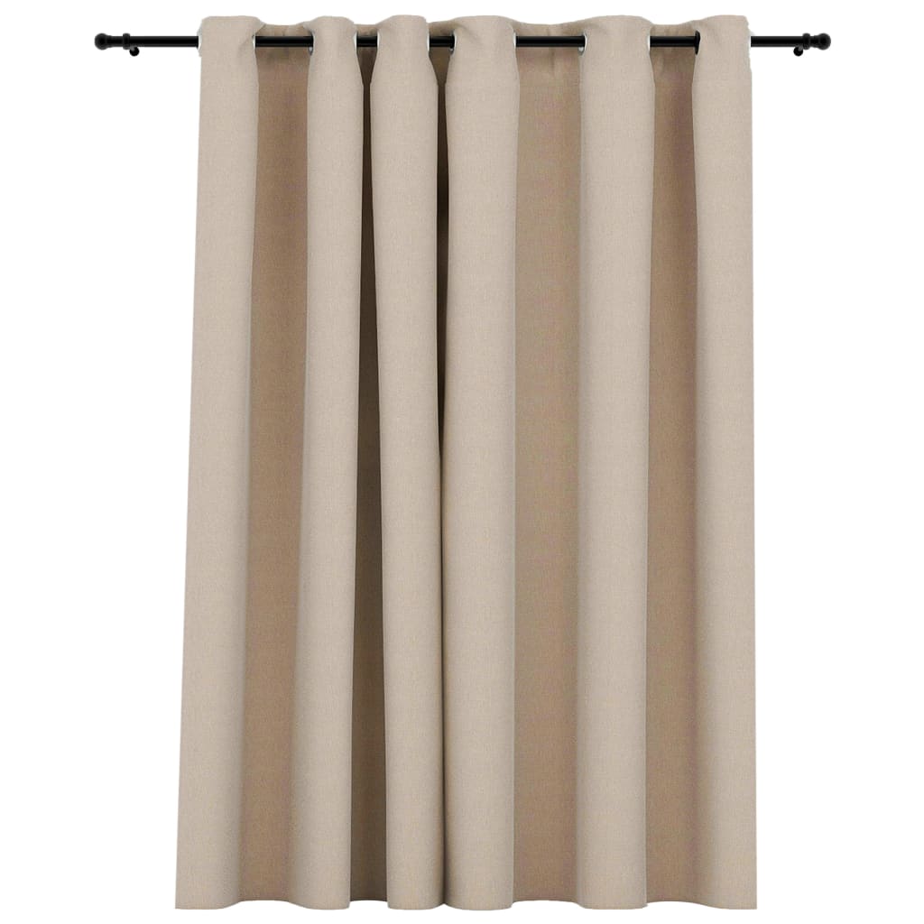 Vidaxl Curtain Linen Look Damning With Eyes 290x245 Cm Beige