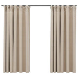 Vidaxl rideaux en lin-look crochets Blackout 2 ST 140x175 cm beige