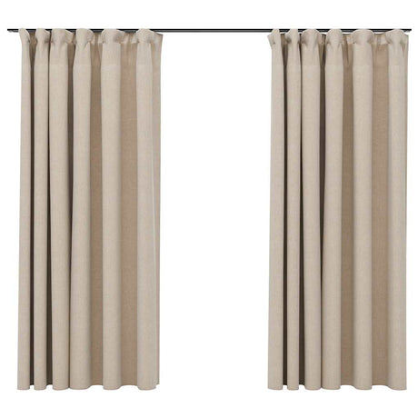 Vidaxl rideaux en lin-look crochets Blackout 2 ST 140x175 cm beige
