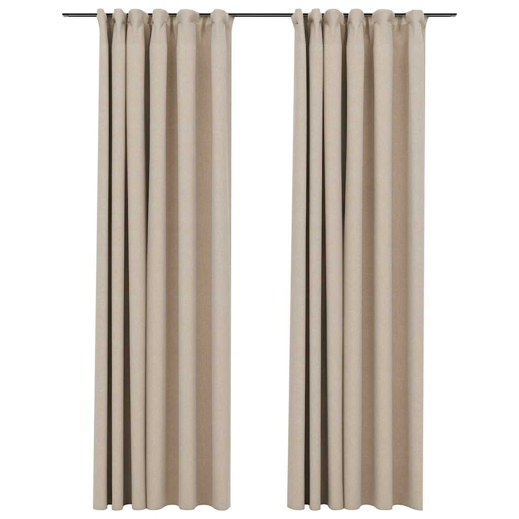 Cortinas Vidaxl Lino Look Blawout Hooks 2 ST 140X225 CM BEIGE