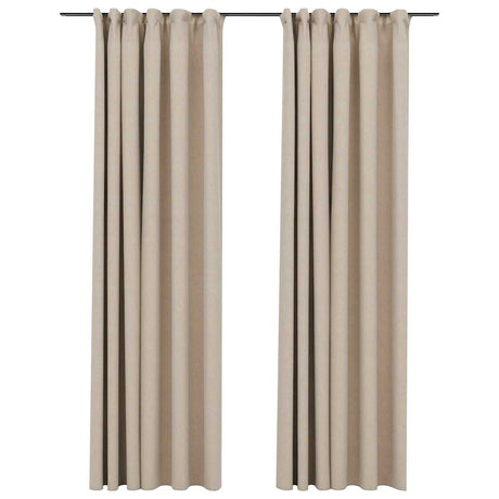 Vidaxl rideaux en lin Look Blackout Hooks 2 ST 140x225 cm beige
