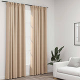 Vidaxl gardiner linne ser blackout krokar 2 st 140x225 cm beige