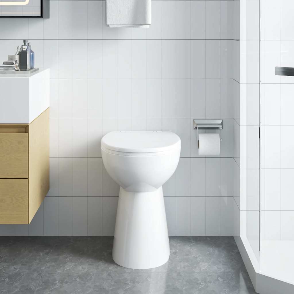 VidaXL WC sans rebord 7 cm hauteur supplémentaire fermeture amortie céramique blanc